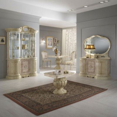 Luxury living-dining room set 2-piece suite table sideboard classic display cabinet table