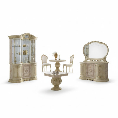 Luxury living-dining room set 2-piece suite table sideboard classic display cabinet table