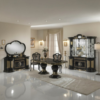 Classic design dining table Italian style furniture tables black gold