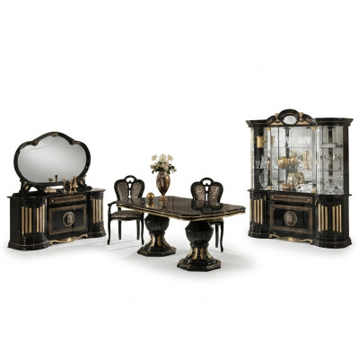 Classic design dining table Italian style furniture tables black gold