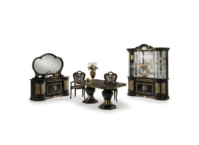 Classic design dining table Italian style furniture tables black gold