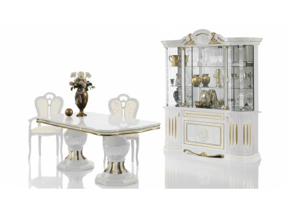 Dining Room Complete Set Table Sideboard Set Display Cabinet Wood Baroque Display Cabinets 2-piece