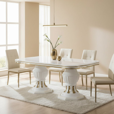 Classic dining room table wood tables high-gloss Italian dining room furniture