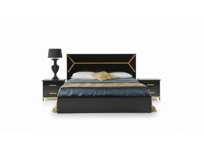 Classic bedroom set bed 2x nightstand dresser 3-piece set beds black