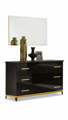 High-gloss sideboard cabinet wooden mirror dresser console set of 2