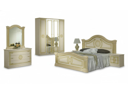 Luxury Bedroom Classic Wood Bed Nightstand 6-Piece Design Furniture