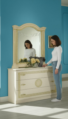 Mirror Dresser Cabinet Dressers Bedroom Set Wood Classic Style 2-piece.