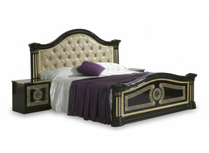 Bedroom 3-piece set bed 2x nightstand console Chesterfield upholstered beds