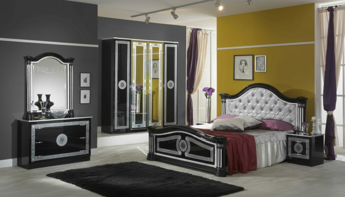 Bed 2x Nightstand 3-pc. Bedroom Set Design Luxury Bedroom Chesterfield