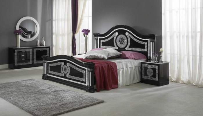 Bed 2x Nightstands 3-piece. Italian Furniture Bedroom Beds Wood New Set