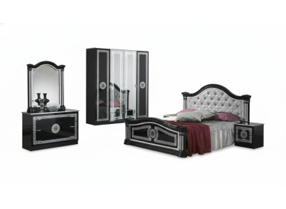 Black Bedroom Complete Set Dresser Style Bed Suite 6-piece Baroque New