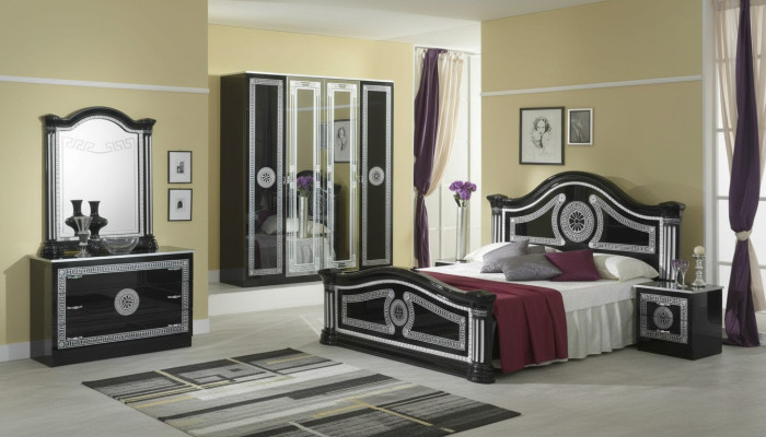 Bedroom Complete Set Royal Style Modern Bed Nightstand 6 pcs. New