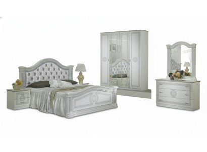 Complete bedroom set design modern luxury bed 2x nightstand 6-piece wardrobe