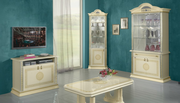 Living Room Set Suite 4-piece Group: Chest of Drawers, Display Cabinet, 2x Coffee Table, Baroque Rococo
