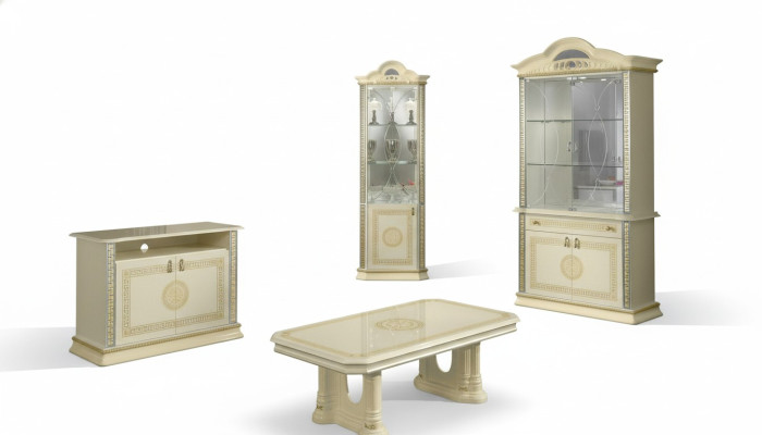 Living Room Set Suite 4-piece Group: Chest of Drawers, Display Cabinet, 2x Coffee Table, Baroque Rococo