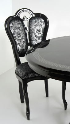 Chair Black Silver Design Living Room Dining Room Wood Chairs Upholstery Made in Italy