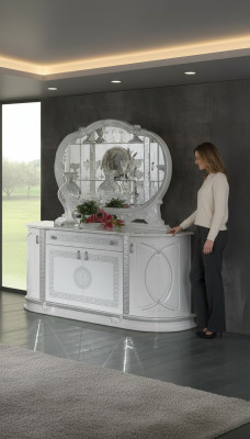 Mirror Dresser Cabinet Sideboards Bedroom Set Wood Modern Style 2-piece