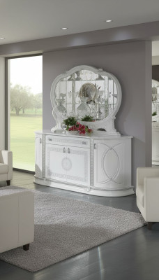 Mirror Dresser Cabinet Sideboards Bedroom Set Wood Modern Style 2-piece