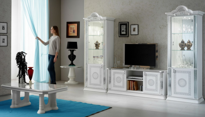 Living room set wall unit display cabinet sideboard table RTV display cabinets complete 3-piece set new
