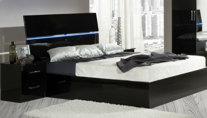 Design bedroom 3-piece. Bed 2x nightstand luxury bed set furniture LED light