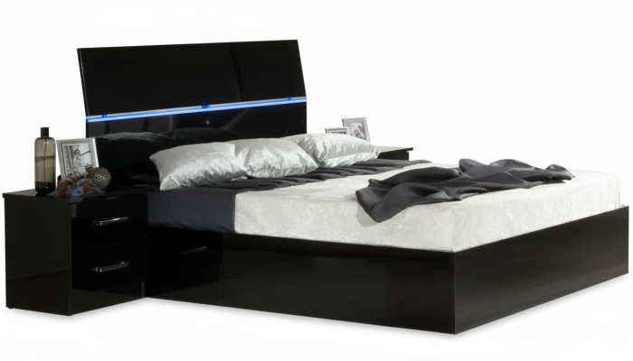 Design bedroom 3-piece. Bed 2x nightstand luxury bed set furniture LED light