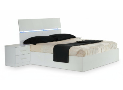 Double bed, bed, 2x nightstands, wood design, modern style beds, 3-piece, LED light