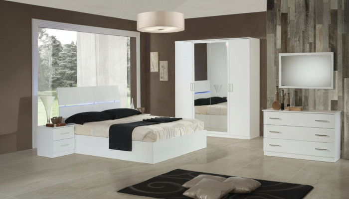 Classic bedroom bed hotel double textile beds upholstery made in Italy
