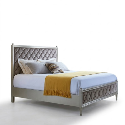 Classic designer bed bedroom textile leather upholstery Italian furniture