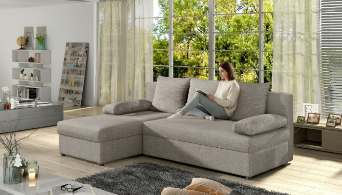 Design L-Form Sofa Couch Upholstery Sleeper Sofa Textile Bed Function Sofa Group