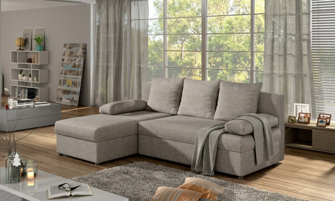 Design L-Form Sofa Couch Upholstery Sleeper Sofa Textile Bed Function Sofa Group