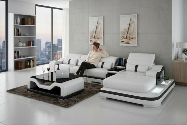 Corner sofa fabric L-shape bed function couch design upholstery textile leather corner