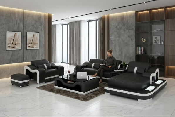 Living area corner sofa L-shape armchair set upholstery decoration modern sofa leather