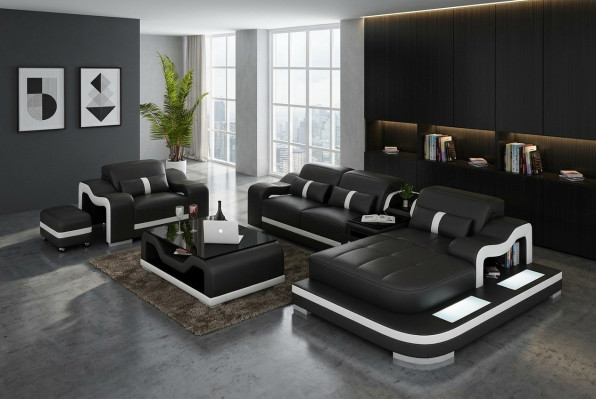 Living area corner sofa L-shape armchair set upholstery decoration modern sofa leather