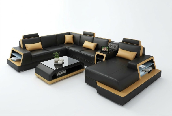 U-shaped sofa couch upholstery set corner sofa living landscape leather design