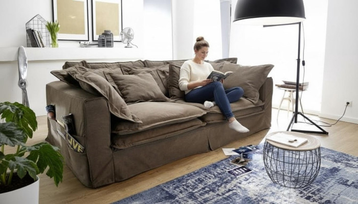 Sofa 4-seater fabric sofas luxury designer couch large upholstered lounging sofas