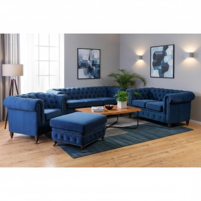 Designer sofa 3-seater Chesterfield couch upholstery sofas seating three-seater textile