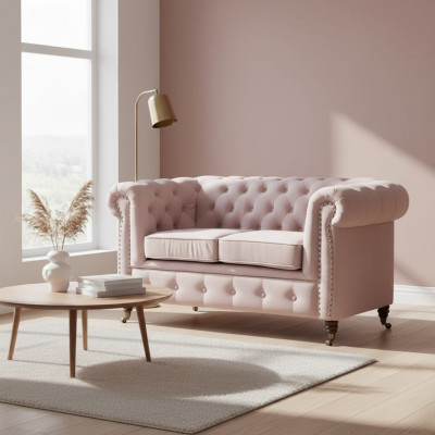 Luxury 2 seater couch upholstered sofa fabric material couch set Chesterfield new