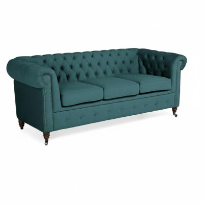 Classic Chesterfield Furniture Three-Seater Couch Textile Sofa Elegant Design