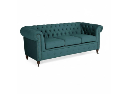 Classic Chesterfield Furniture Three-Seater Couch Textile Sofa Elegant Design