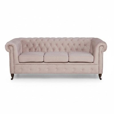 Classic Chesterfield Furniture 3-Seater Couch Textile Fabric Sofa Elegant Design New