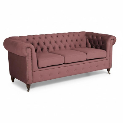 Classic Furniture Chesterfield 3-Seater Couch Textile Fabric Sofa Elegant Design New