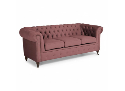 Classic Furniture Chesterfield 3-Seater Couch Textile Fabric Sofa Elegant Design New