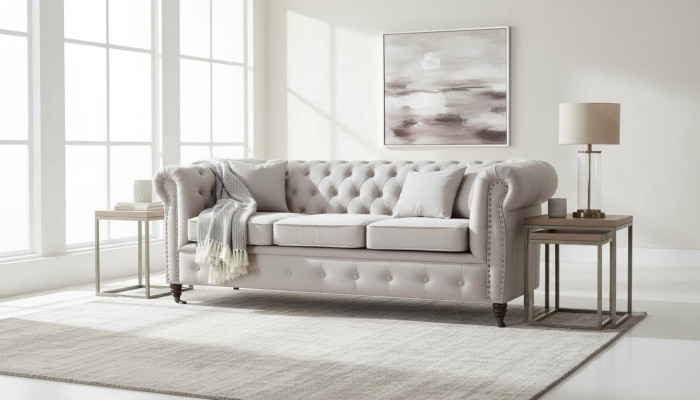 Chesterfield 3-seater sofa leather couch upholstered seating suite three-seater new