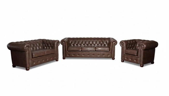 Chesterfield 3-seater sofa leather sofa couch cushion seat sofas three-seater