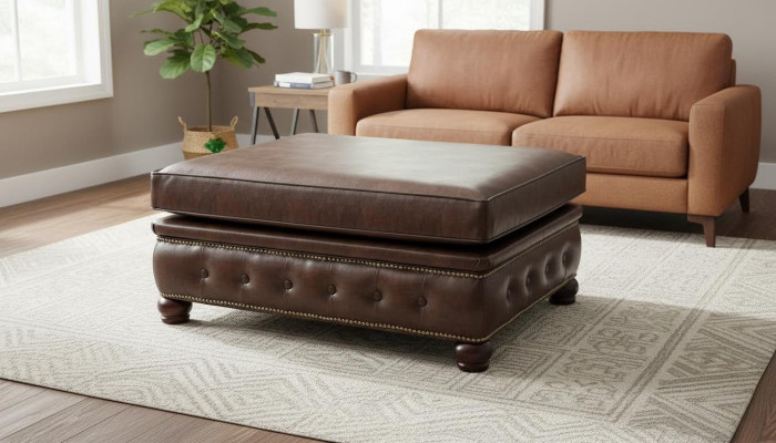 Footstool Club Lounge Stool Chesterfield Textile Ottoman Design Ottoman Fabric