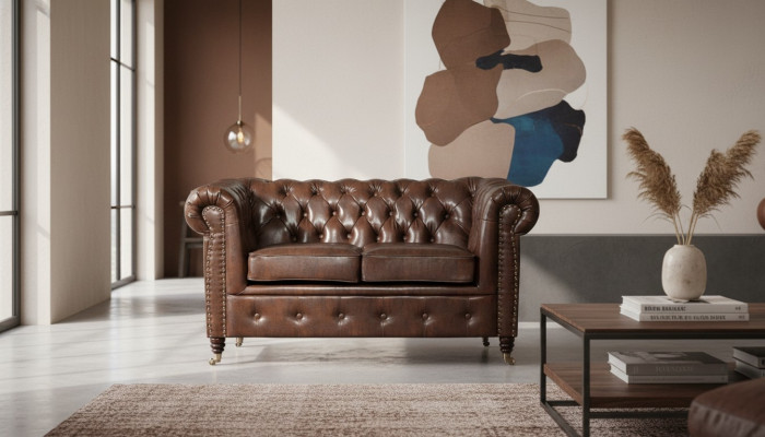 Sofa 2-seater design sofas upholstery modern seating fabric two-seater leather new