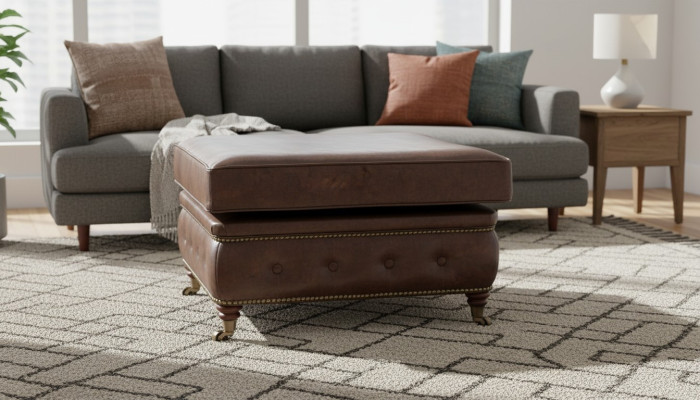 Chesterfield footstool club lounge stool leather textile ottoman designer