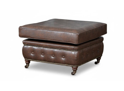 Chesterfield footstool club lounge stool leather textile ottoman designer