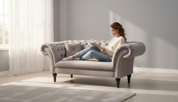 New 2-seater Chesterfield Upholstered Couch Fabric Sofas Seating Set