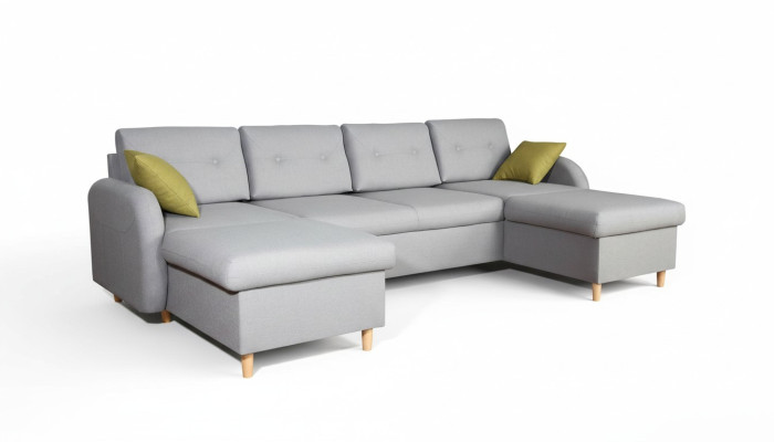Living area corner sofa fabric U-shape bed function couch design decoration upholstery